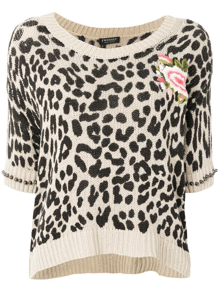 Twin-set Leopard Knit Jumper - Brown