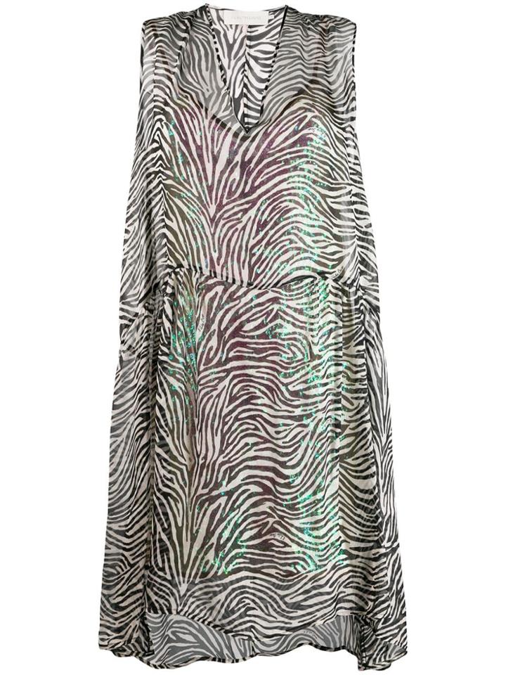 L'autre Chose Sheer Zebra Print Midi Dress - Black