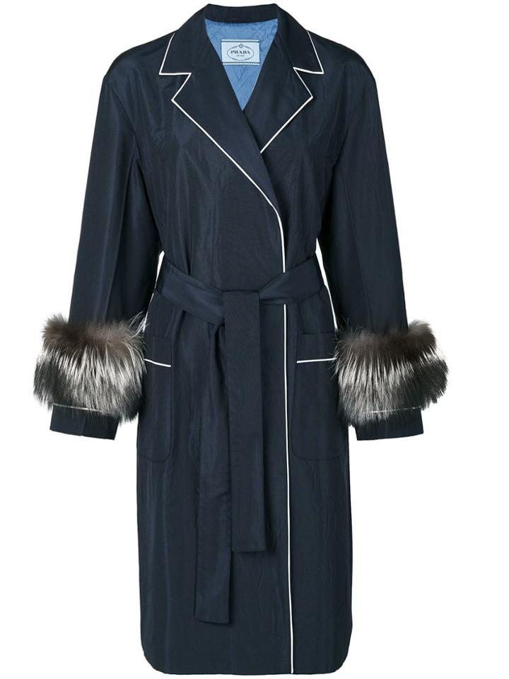 Prada Fur Trim Coat - Blue