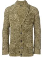 Roberto Collina Shawl Collar Cardigan, Men's, Size: 52, Green, Cotton/linen/flax/nylon
