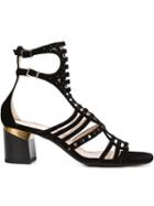 Lanvin Strappy Sandals, Women's, Size: 38.5, Black, Suede/metal Other