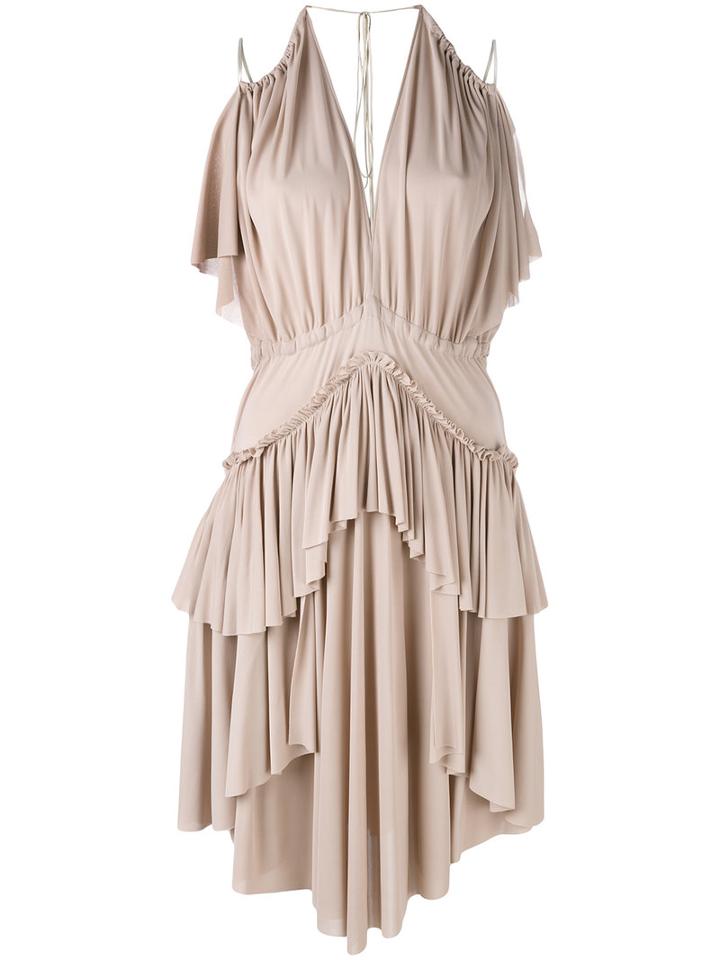 Philosophy Di Lorenzo Serafini - Tiered Ruffled Dress - Women - Viscose - 40, Pink/purple, Viscose