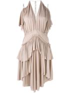 Philosophy Di Lorenzo Serafini - Tiered Ruffled Dress - Women - Viscose - 40, Pink/purple, Viscose