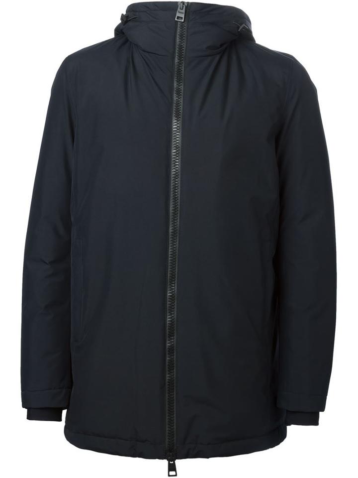 Herno Hooded Padded Coat, Men's, Size: 52, Blue, Polyester/polytetrafluoroethylene (ptfe)/polyamide/feather Down