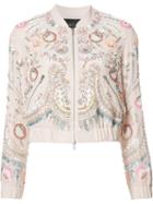 Needle & Thread Floral Embellished Bomber Jacket, Women's, Size: 4, Pink/purple, Polyester