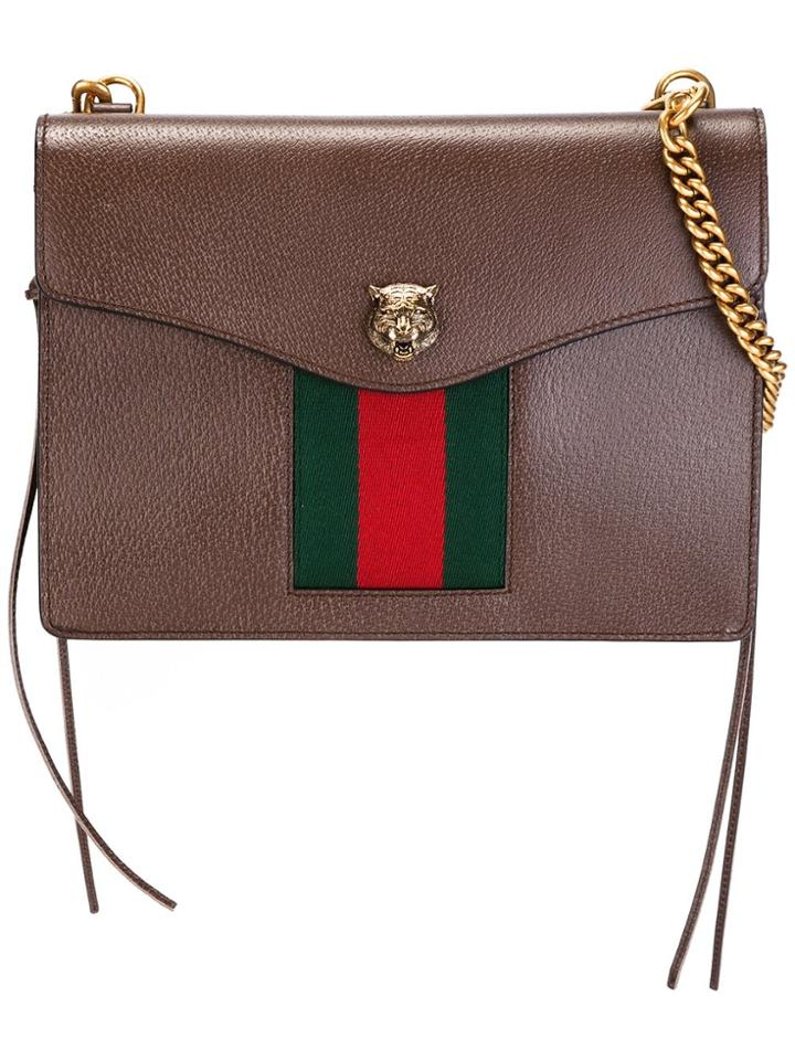 Gucci Web Trimmed Crossbody Bag - Brown