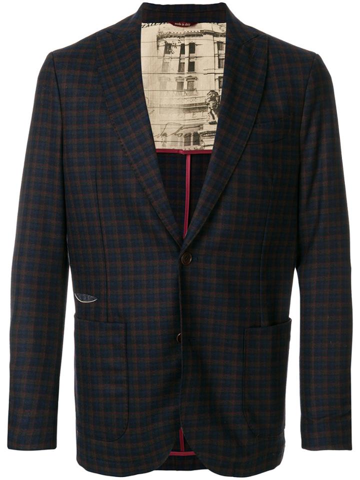 Al Duca D'aosta 1902 Checked Suit Jacket - Blue