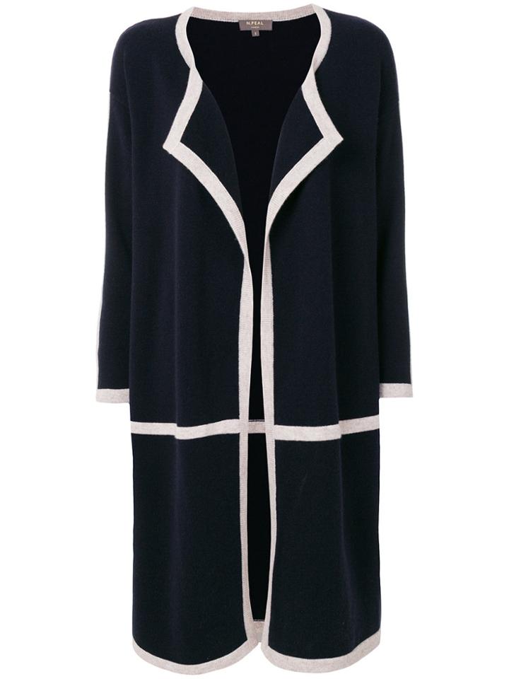 N.peal Contrast Trim Cardigan - Blue