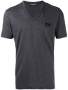 Dolce & Gabbana V-neck T-shirt, Men's, Size: 54, Grey, Cotton