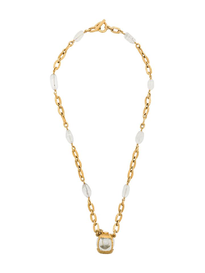 Yves Saint Laurent Vintage Rock Perfume Pendant Necklace - Metallic