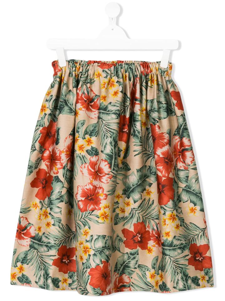 La Bottega Di Giorgia Teen Floral-print Skirt - Nude & Neutrals