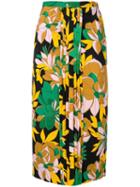 Nº21 Pleated Detail Floral Skirt - Black