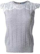 Guild Prime Cable Knit Lace Panel Detail Sleeveless Knitted Top