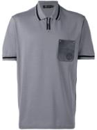Versace - Contrast Pocket Polo Shirt - Men - Cotton/calf Leather - Xl, Grey, Cotton/calf Leather