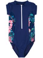 Duskii Girl - Tropical Print Swimsuit - Kids - Nylon/spandex/elastane - 10 Yrs, Blue