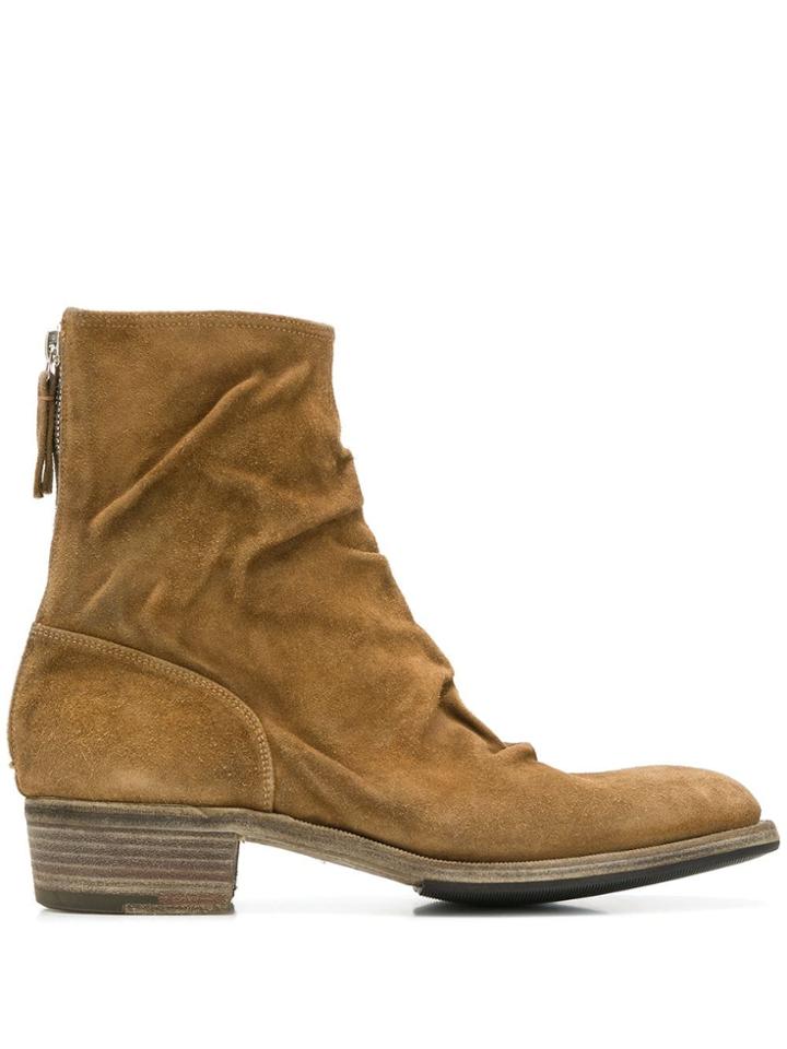 Premiata Low Heel Zipped Ankle Boots - Brown