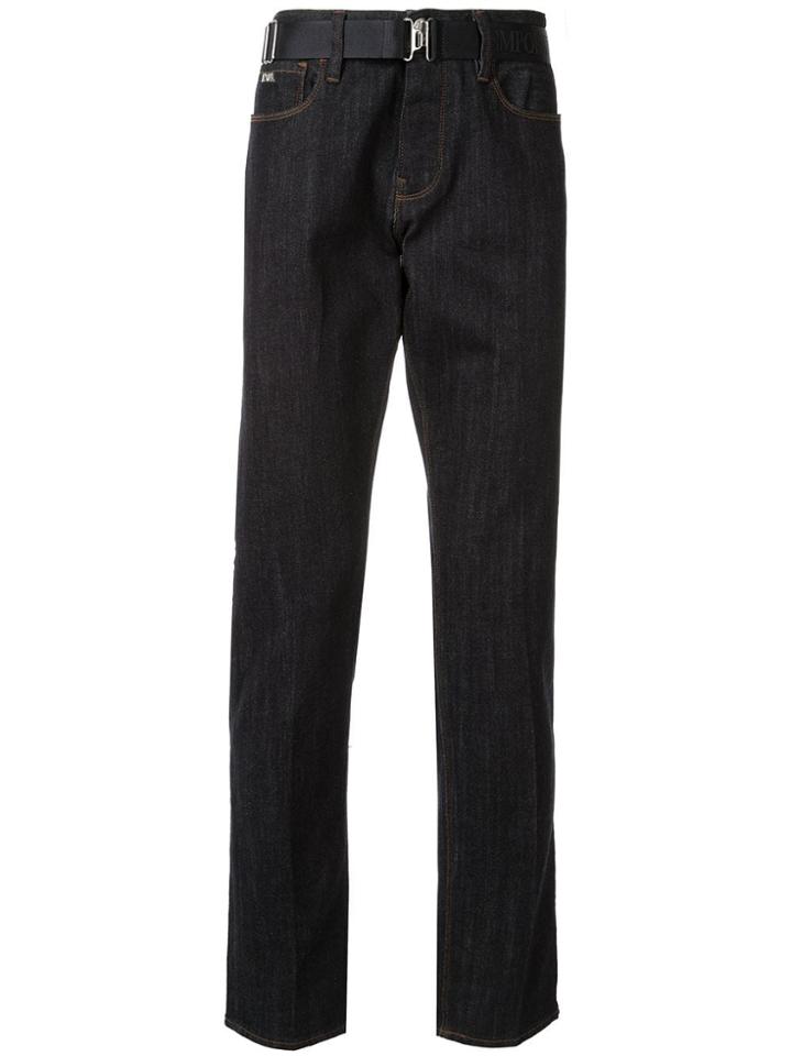 Emporio Armani Belted Slim-fit Jeans - Blue