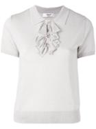 Blugirl - Lurex Ruffle Collar Top - Women - Polyamide/polyester/viscose - 46, Nude/neutrals, Polyamide/polyester/viscose