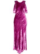 Attico Asymmetric Velvet Midi Dress - Pink