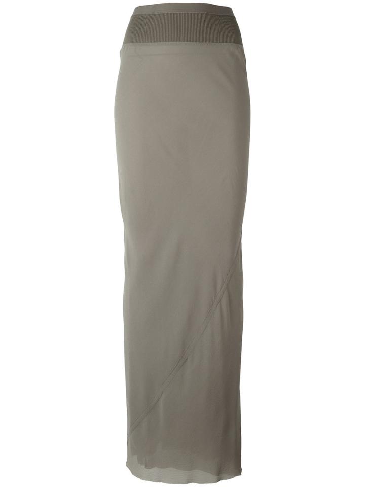 Rick Owens Draped Detail Long Skirt, Women's, Size: 40, Grey, Silk