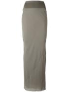 Rick Owens Draped Detail Long Skirt, Women's, Size: 40, Grey, Silk