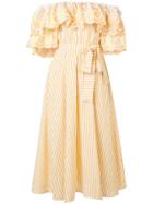Gül Hürgel Ruffle Bardot Dress - Yellow & Orange