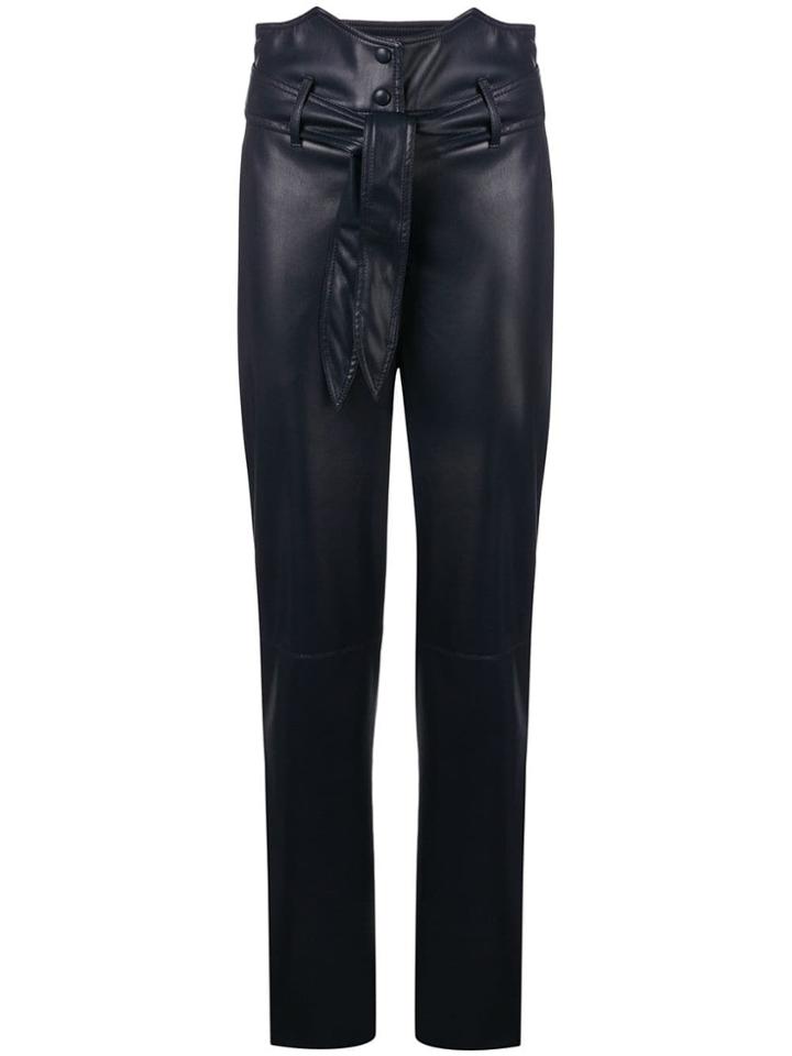 Nanushka High-waist Belted Trousers - Blue