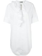 Nina Ricci Zipped Ruffle Collar Tunic, Women's, Size: 40, White, Cotton