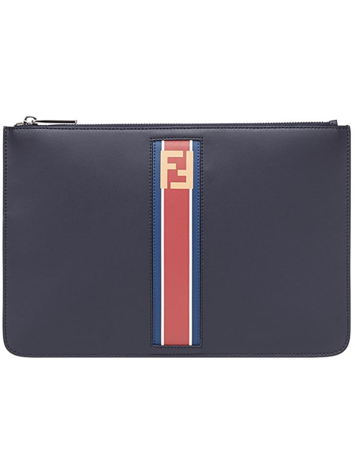 Fendi Ff Logo Clutch - Blue