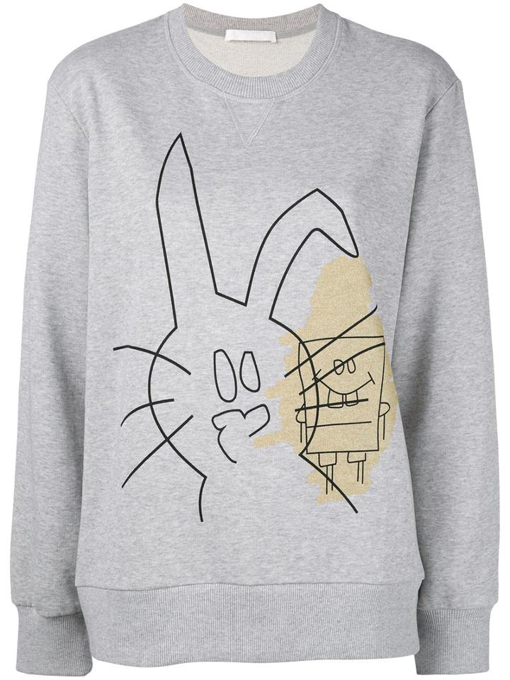 Peter Jensen - Rabbit And Spongebob Print Sweatshirt - Women - Cotton - S, Grey, Cotton