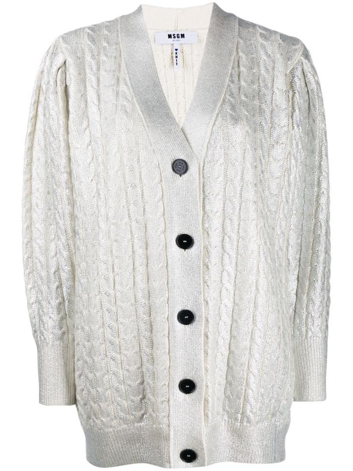 Msgm Button Up Cardigan - White