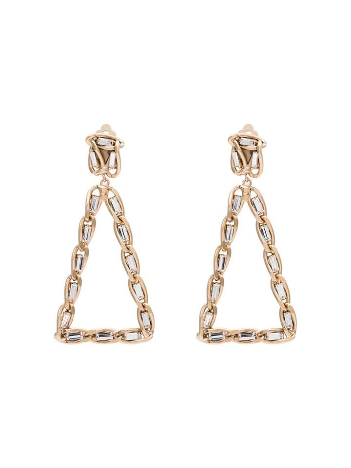 Rosantica Metallic Gold Crystal Embellished Triangle Earrings