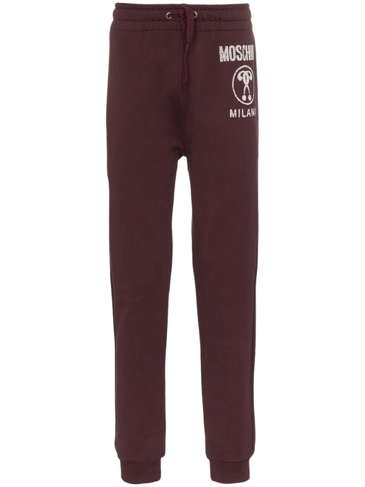 Moschino Logo Print Drawstring Sweatpants - Pink & Purple