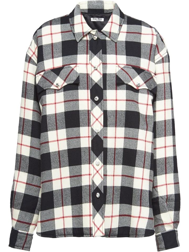 Miu Miu Plaid Shirt Jacket - Black
