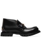 Gucci Black Django Leather Ankle Loafers