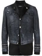 Dsquared2 Mixed Material Denim Jacket, Men's, Size: 50, Black, Silk/cotton/polyester/virgin Wool