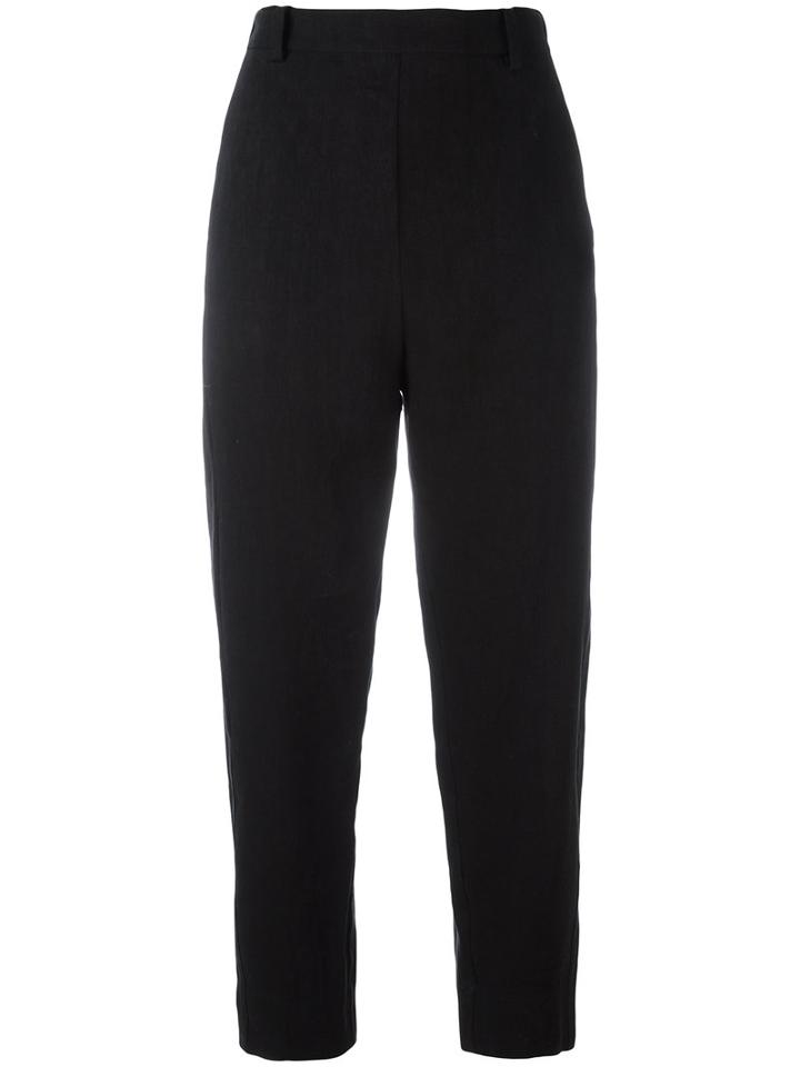 Ilaria Nistri High-rise Cropped Trousers, Women's, Size: 44, Black, Linen/flax/viscose