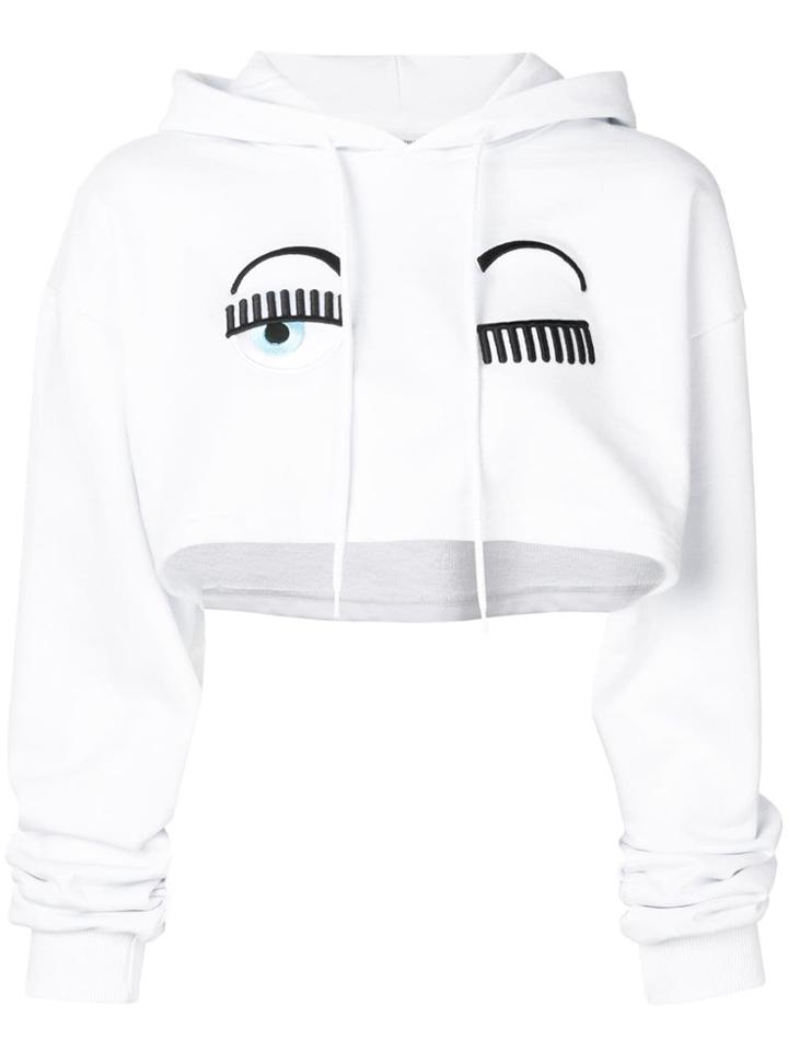 Chiara Ferragni Cropped Winking Hoodie - Sm000 White