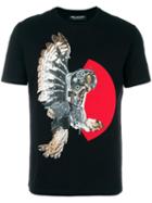 Neil Barrett Mechanical Owl Print T-shirt, Men's, Size: Xs, Black, Cotton