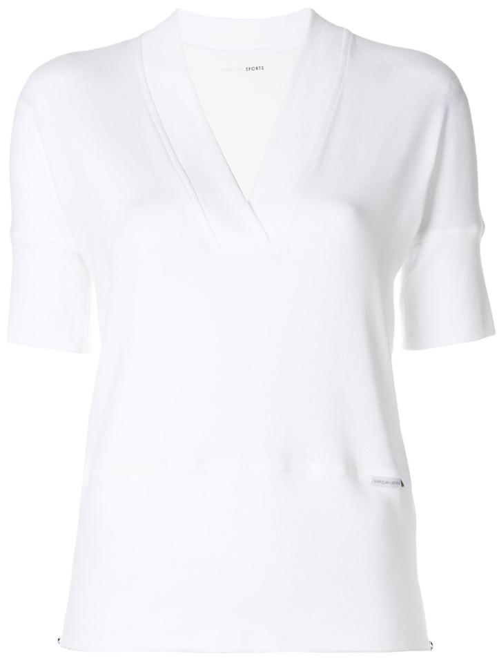Marc Cain V-neck Ribbed T-shirt - White