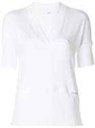 Marc Cain V-neck Ribbed T-shirt - White