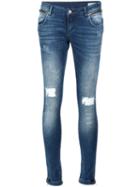 Anine Bing Distressed Cropped Jeans, Women's, Size: 28, Blue, Cotton/spandex/elastane