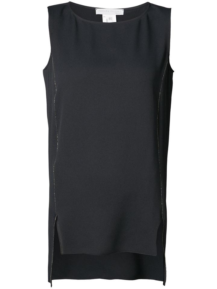 Fabiana Filippi - High-low Hem Tank Top - Women - Silk/acetate - 44, Black, Silk/acetate