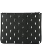 Neil Barrett Lightning Bolt Embroidered Clutch