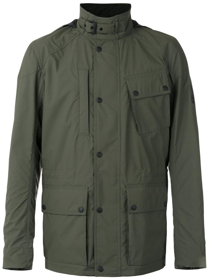 Belstaff Hooded Field Jacket, Men's, Size: 48, Green, Polyester/polyurethane