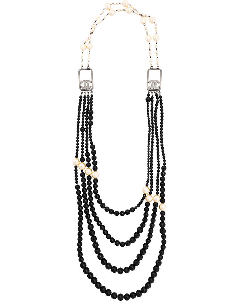 Chanel Vintage Multi-strand Beaded Necklace - Black
