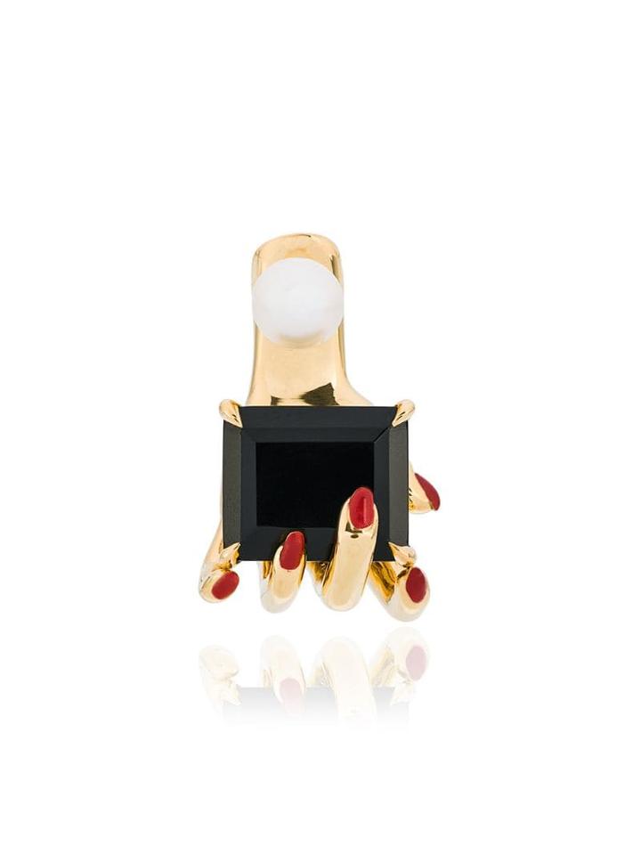 Anissa Kermiche Manipulee Onyx Pearl Earring - Metallic