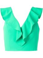 Alice+olivia Ruffled Neck Vest Blouse - Green