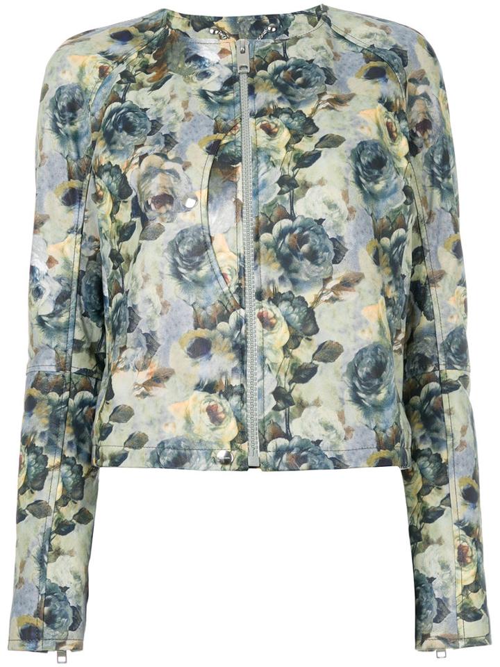 Diesel - Floral-print Jacket - Women - Cotton/lamb Skin/acetate - L, Cotton/lamb Skin/acetate