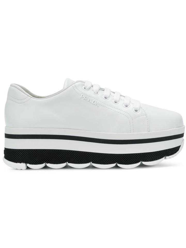 Prada Stacked Sole Sneakers - White